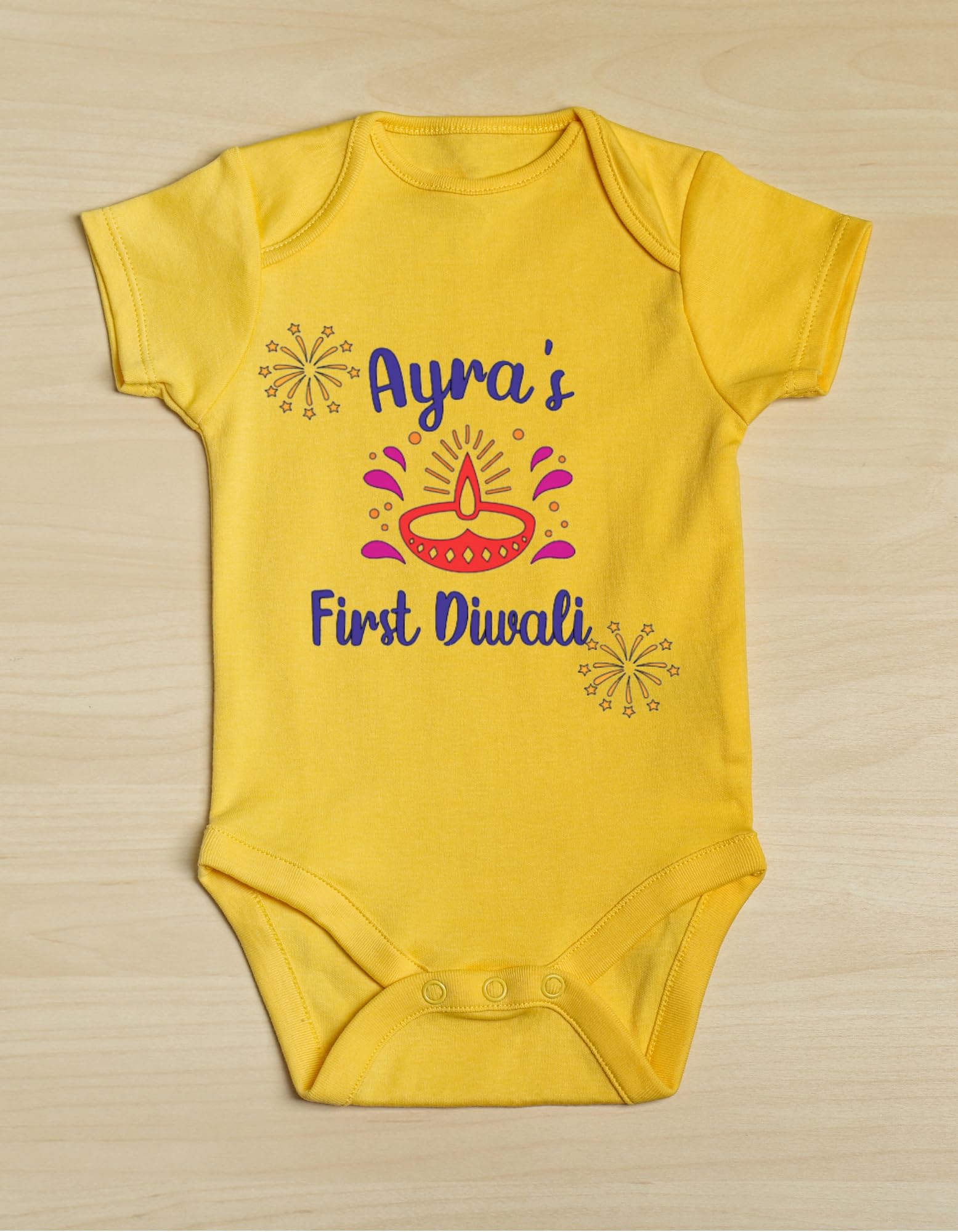 Customized Cute First Diwali Bodysuit. Customize with The Baby's Name and Year.