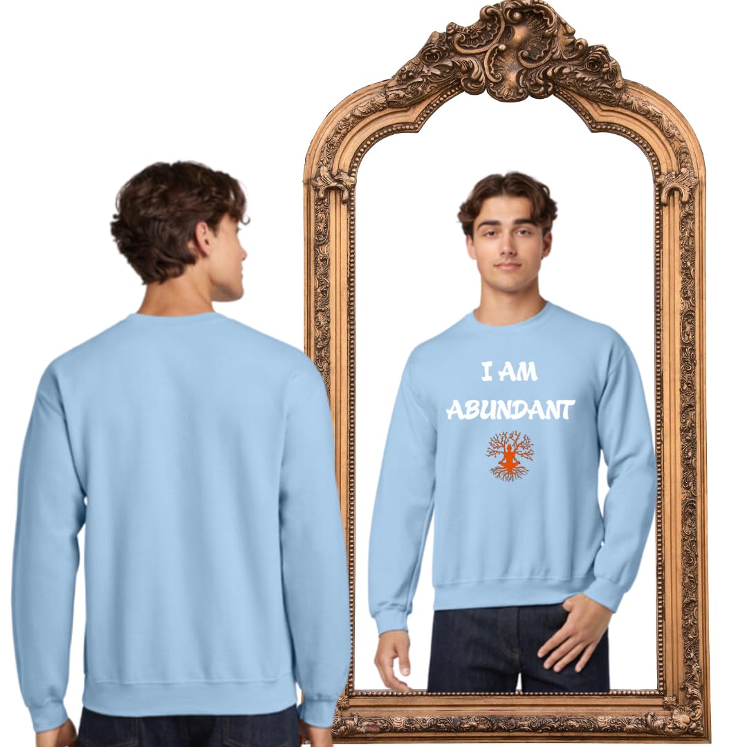 Lil Dreamers: Mirror Reflection 'I AM ABUNDANT' Sweatshirt with Tree of Life Design - Affirmation Tee for Mindfulness, Manifestation & Positivity