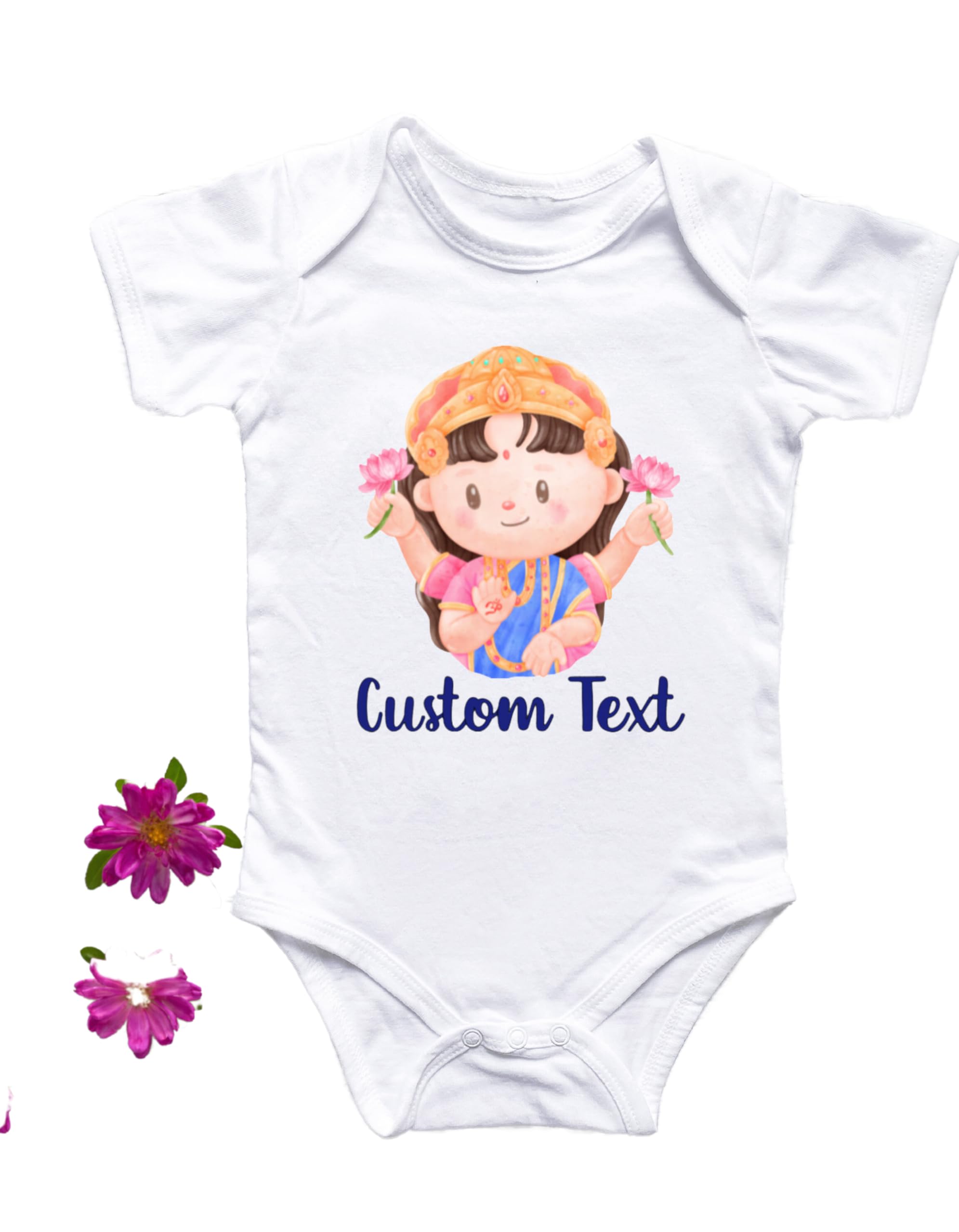 First Dussehra Baby Bodysuit – Cute Devi Illustration | iNDIAN Festive Newborn Outfit f| First Navratri |First Diwali