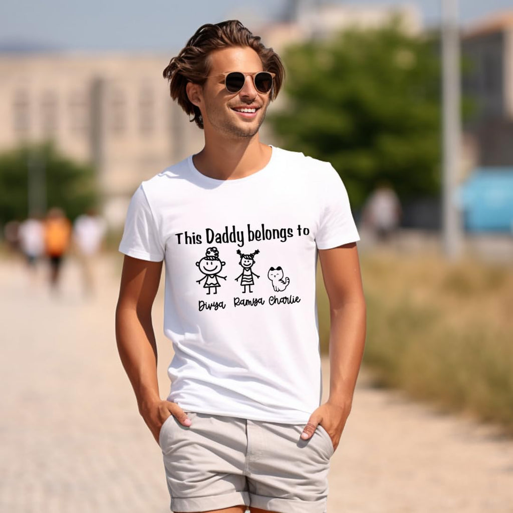 Lil Dreamers: This Daddy belongs to with cute kids doodles Custom kids Name Tee Father's day gift Personalize Dad's shirt Stick figures, Fathers day gift, Gift for him