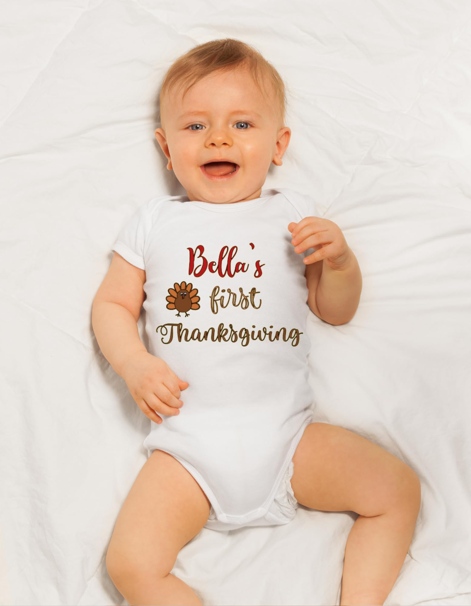 Cute Turkey Cutie: Personalized First Thanksgiving Onesie for Your Little Gobbler!