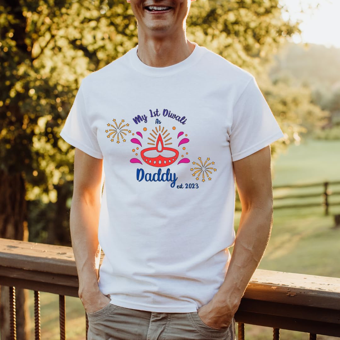 Personalized First Diwali T-Shirts for Parents, Daddy- Custom Family Celebration Apparel
