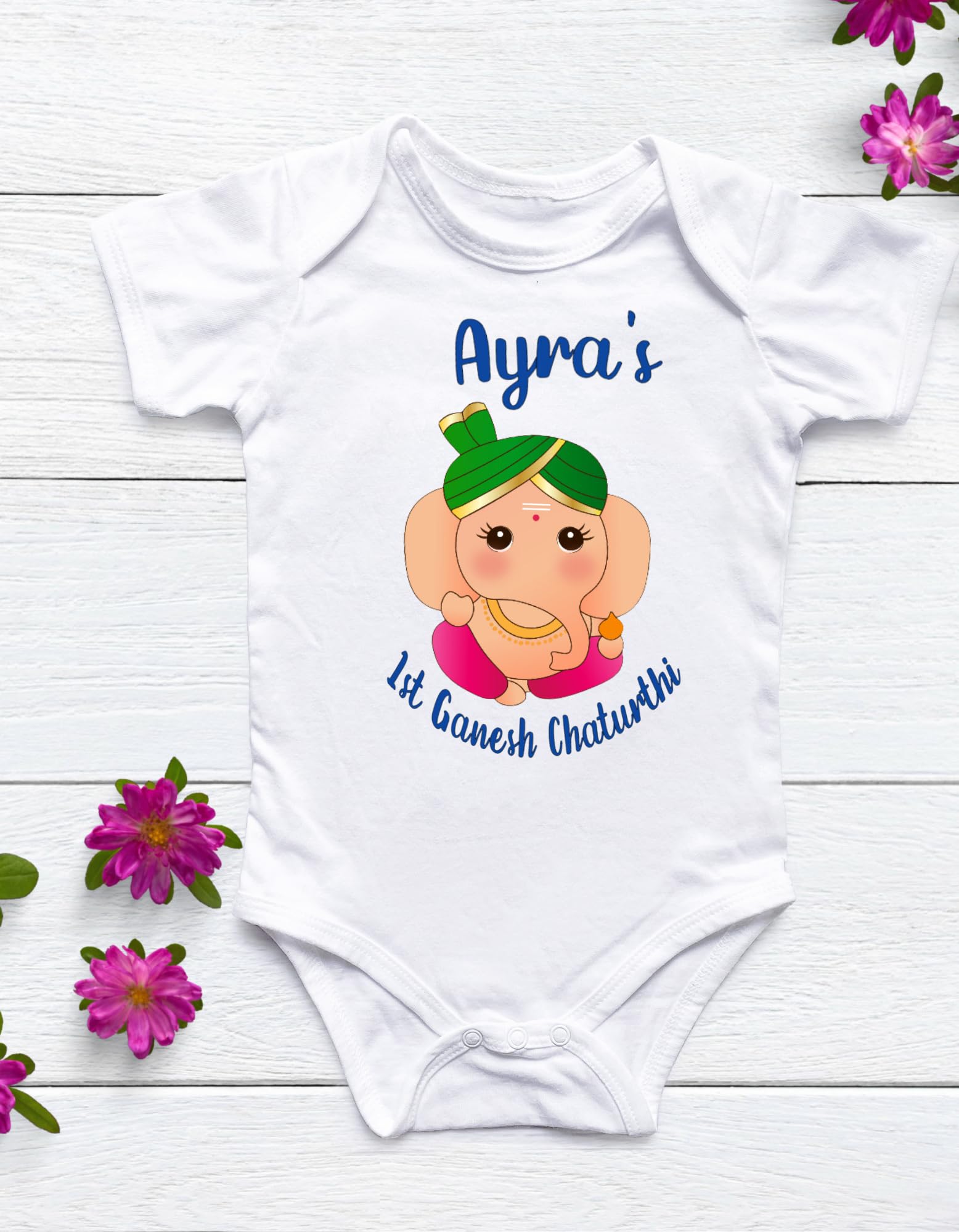 Lil Dreamers: Bal Ganesha - Ganesha Chaturthi| First Ganesh Chaturthi bodysuit, First Ganpati, Indian festival bodysuit, Cute Ganesha sitting