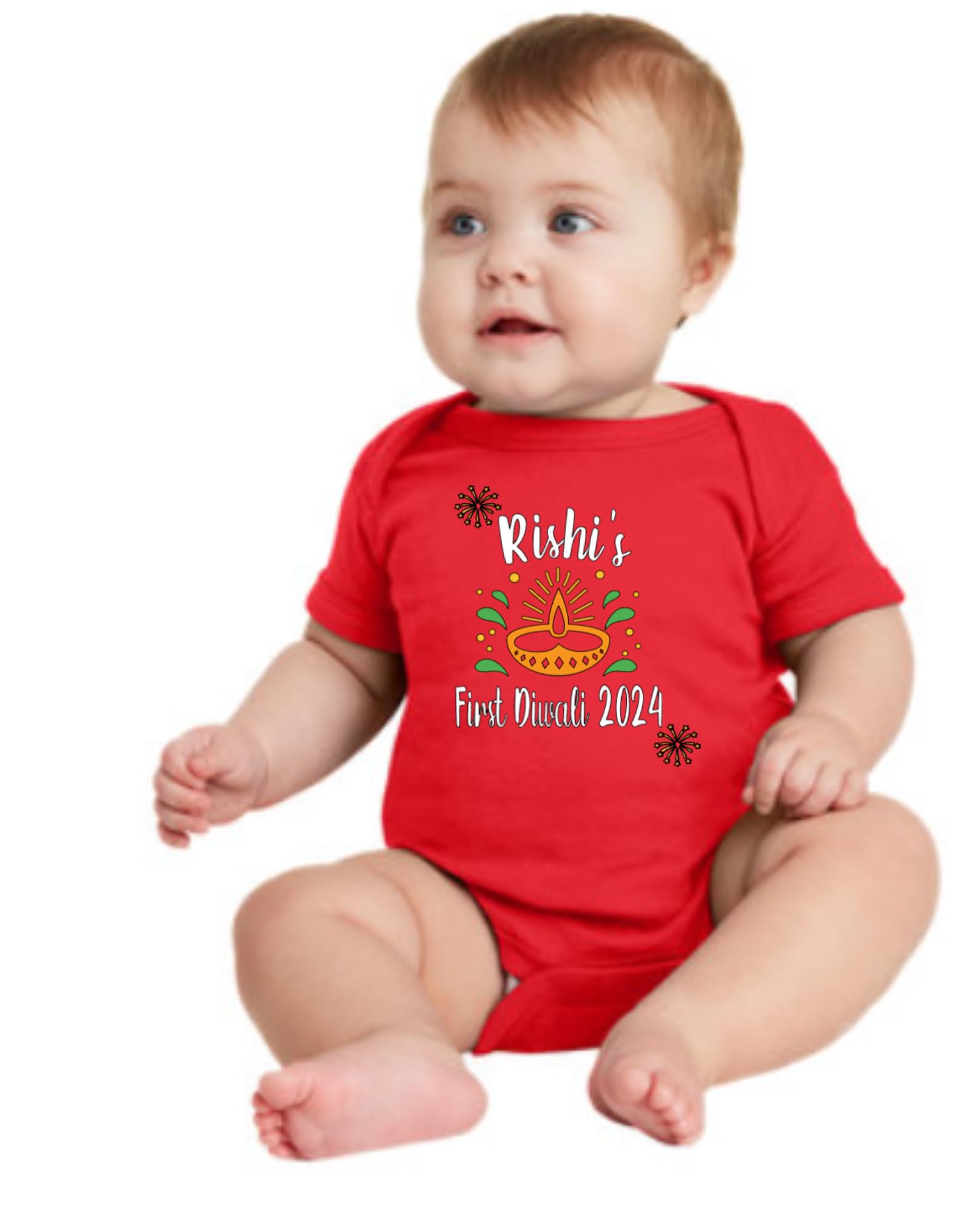 Customized Cute First Diwali bodysuit. Great for your babies first diwali. Customize with the Baby's name and year.