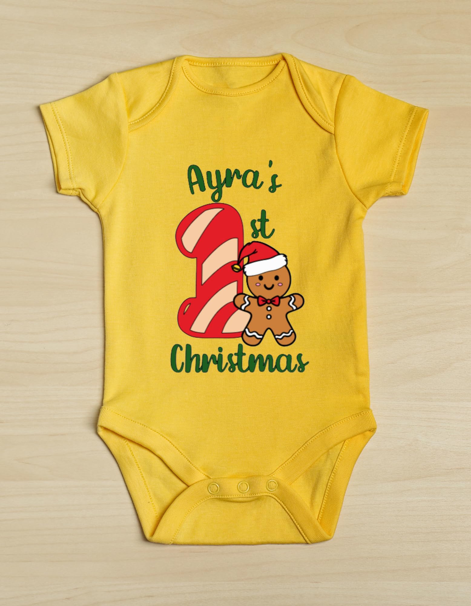 Lil Dreamers Gingerbread Joy: Customized first Christmas Onesie – Sweet Memories Begin Here!