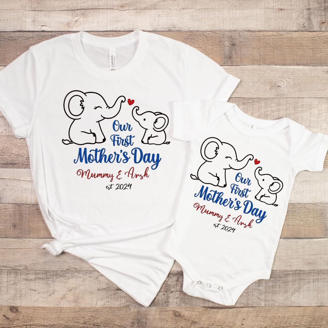 Lil Dreamers: Our First Mother's Day T-Shirt - Custom Mom and Baby Name Tee - First Time Mom Gift - Celebratory Mother's Day Matching Shirt