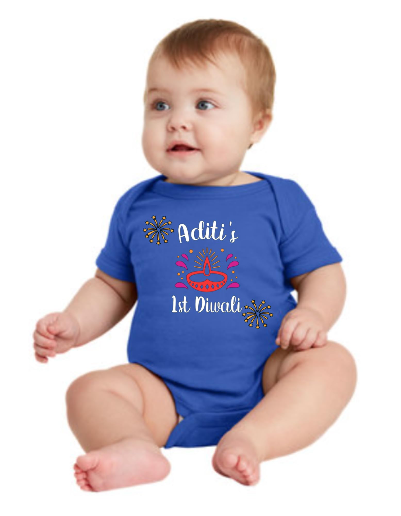 Customized Cute First Diwali Bodysuit. Customize with The Baby's Name and Year.