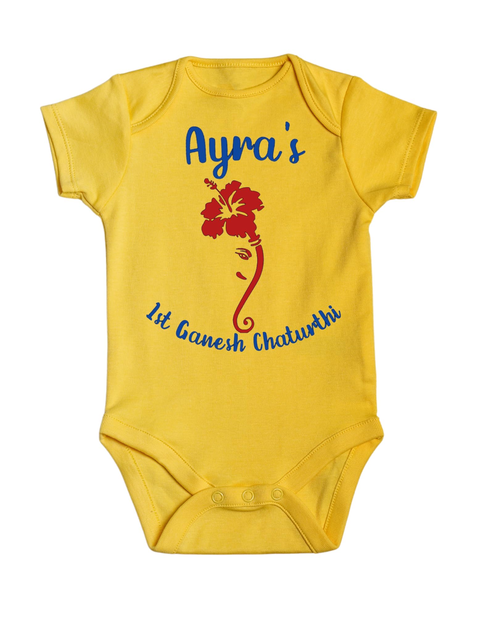 Lil Dreamers: Bal Ganesha - Ganesha Chaturthi| First Ganesh Chaturthi bodysuit, First Ganpati, Indian festival bodysuit, Cute Ganesha in his favorite flower form