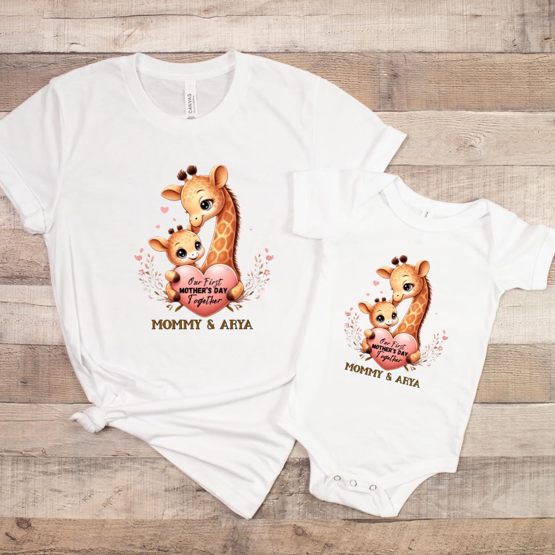 Lil Dreamers: Personalized Our First Mother's Day T-Shirt and Bodysuit - Custom Mom and Baby Name Tee - First Time Mom Gift - Celebratory Mother's Day Matching Shirt