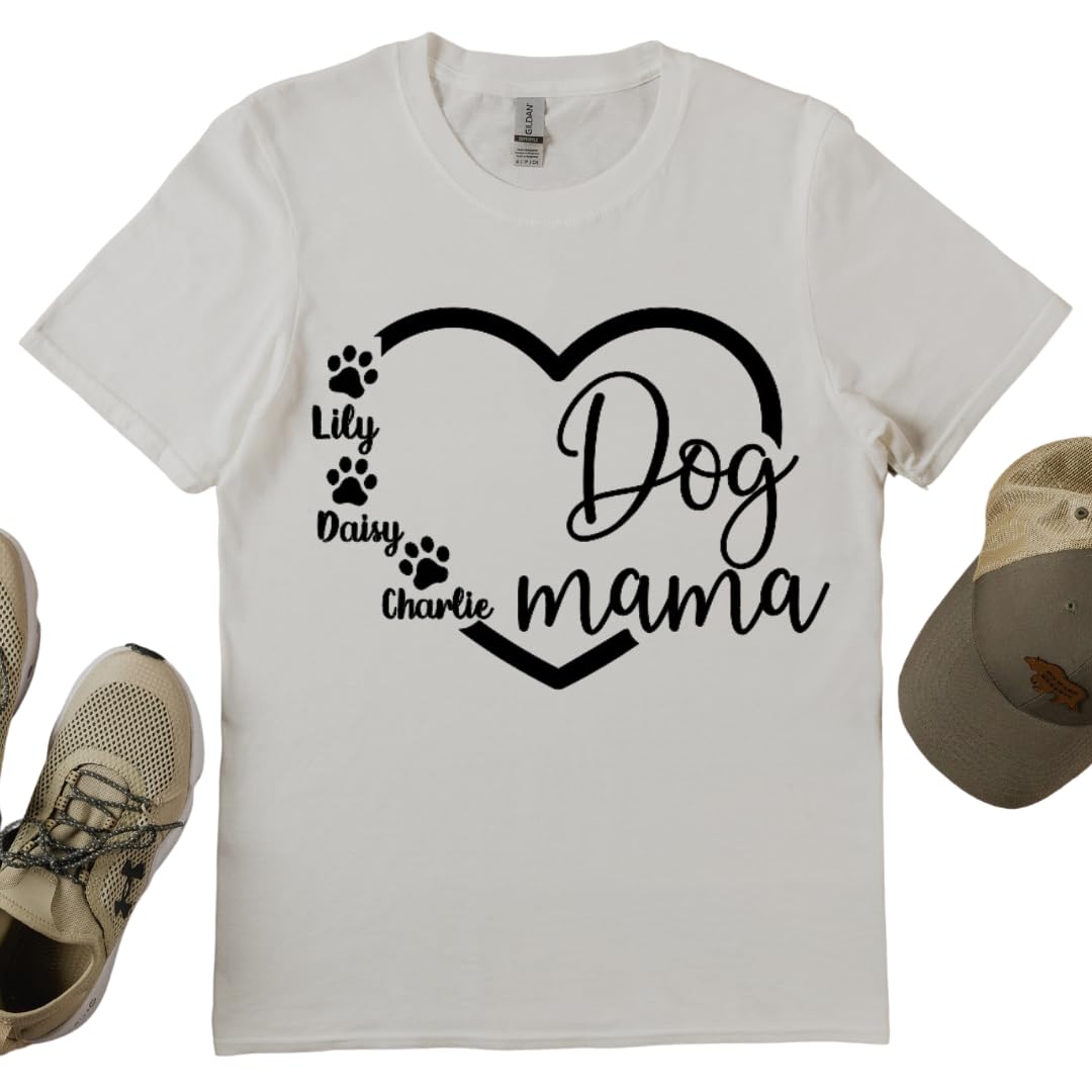 Lil Dreamers :Personalized Mother's day Gift, Customized Dog Mama T-Shirt - Custom Pet Mom Tee with Dog Name | Gift for Dog Owners, Mother's day gift