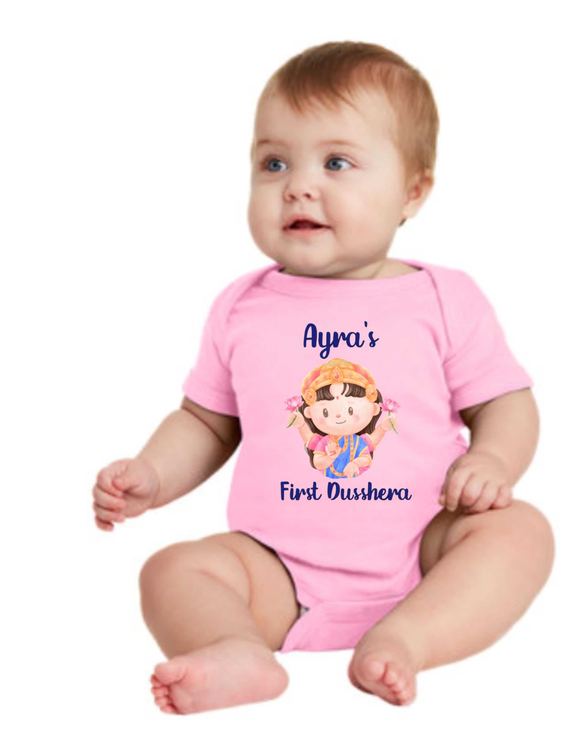 First Dussehra Baby Bodysuit – Cute Devi Illustration | INDIAN Festive Newborn Outfit | First Navratri | First Diwali