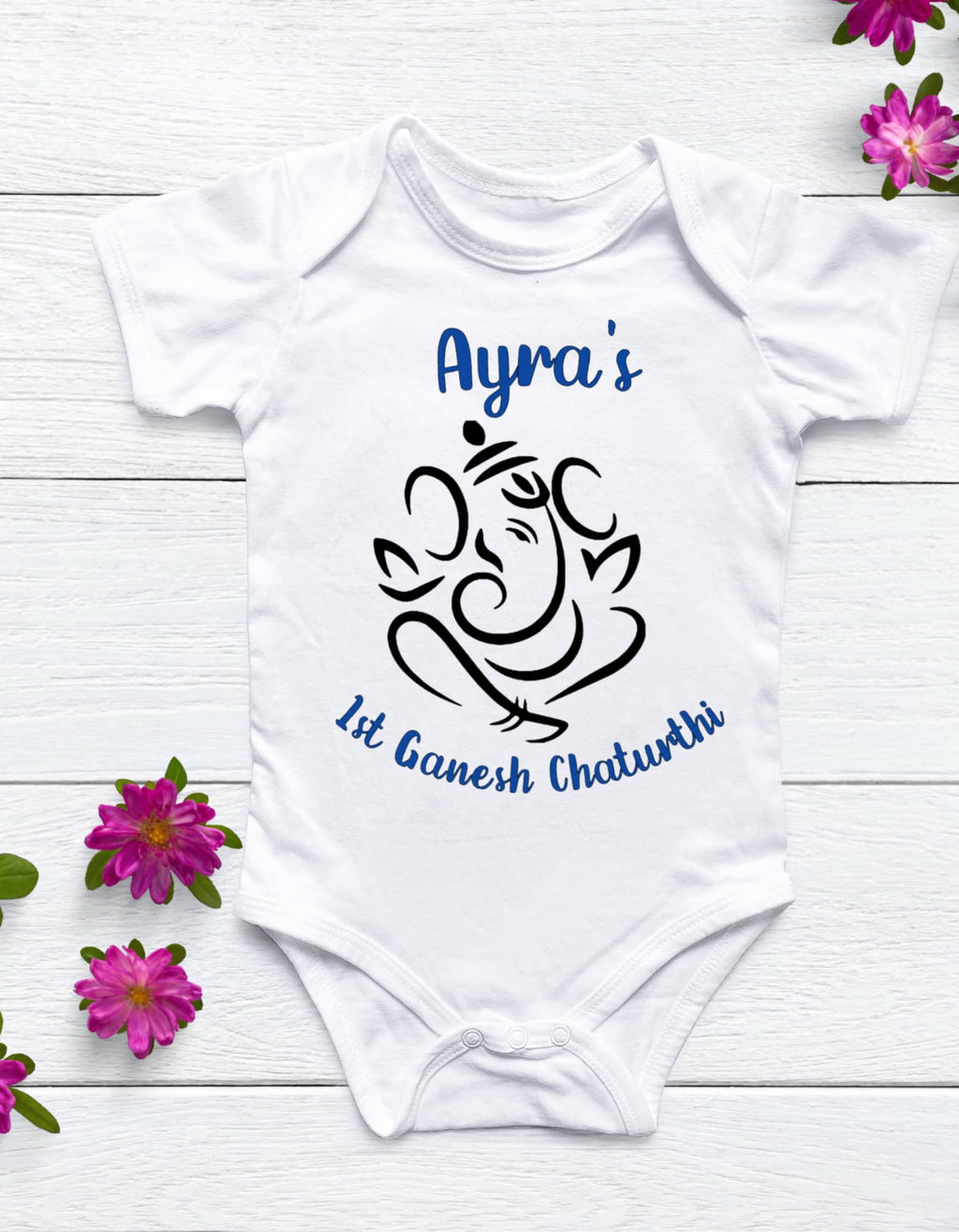 Lil Dreamers: Bal Ganesha - Ganesha Chaturthi| First Ganesh Chaturthi bodysuit, First Ganpati, Indian festival bodysuit, Cute Ganesha Outline