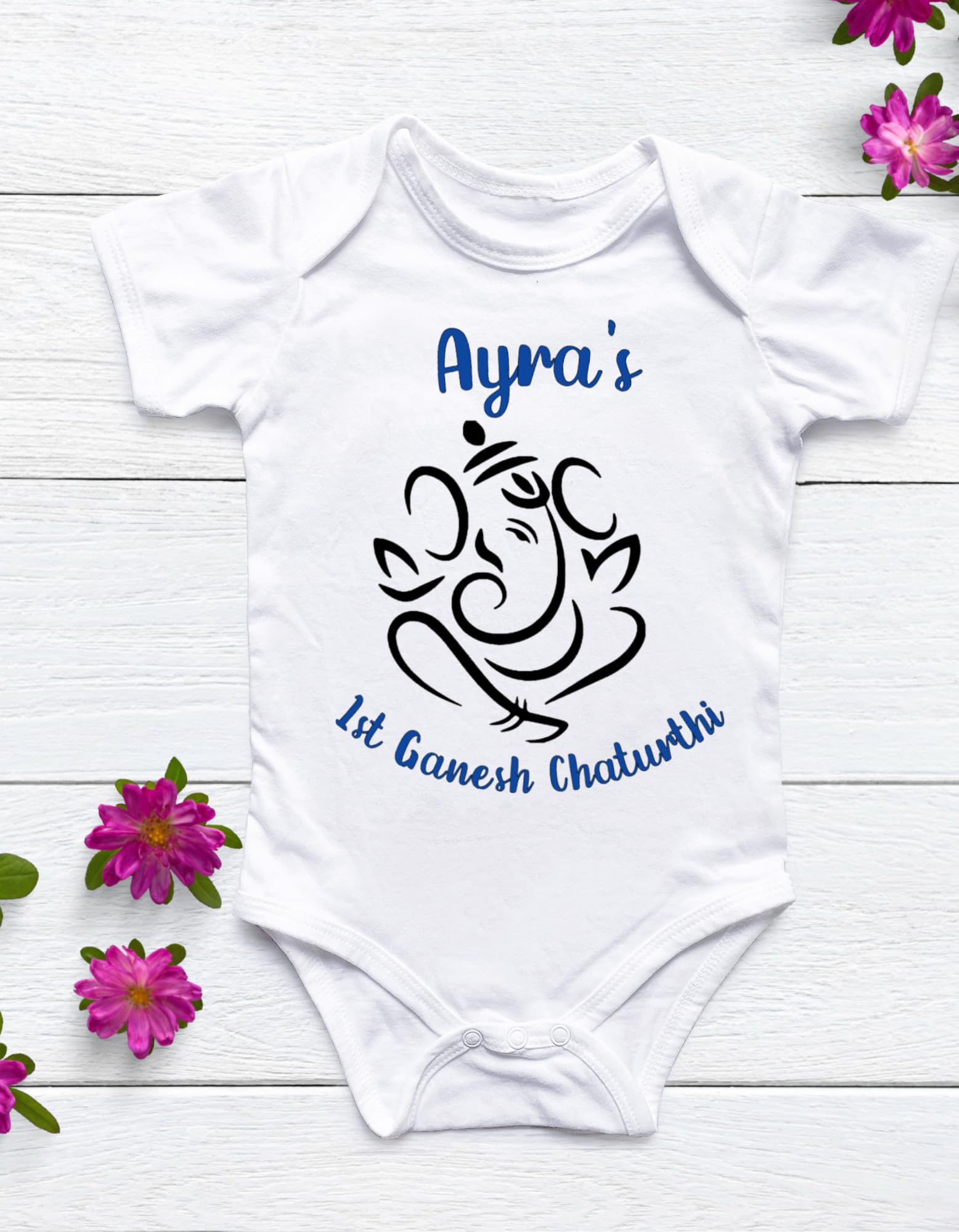 Lil Dreamers: Bal Ganesha - Ganesha Chaturthi| First Ganesh Chaturthi bodysuit, First Ganpati, Indian festival bodysuit, Cute Ganesha Outline