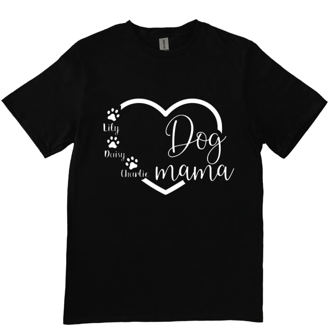Lil Dreamers :Personalized Mother's day Gift, Customized Dog Mama T-Shirt - Custom Pet Mom Tee with Dog Name | Gift for Dog Owners, Mother's day gift