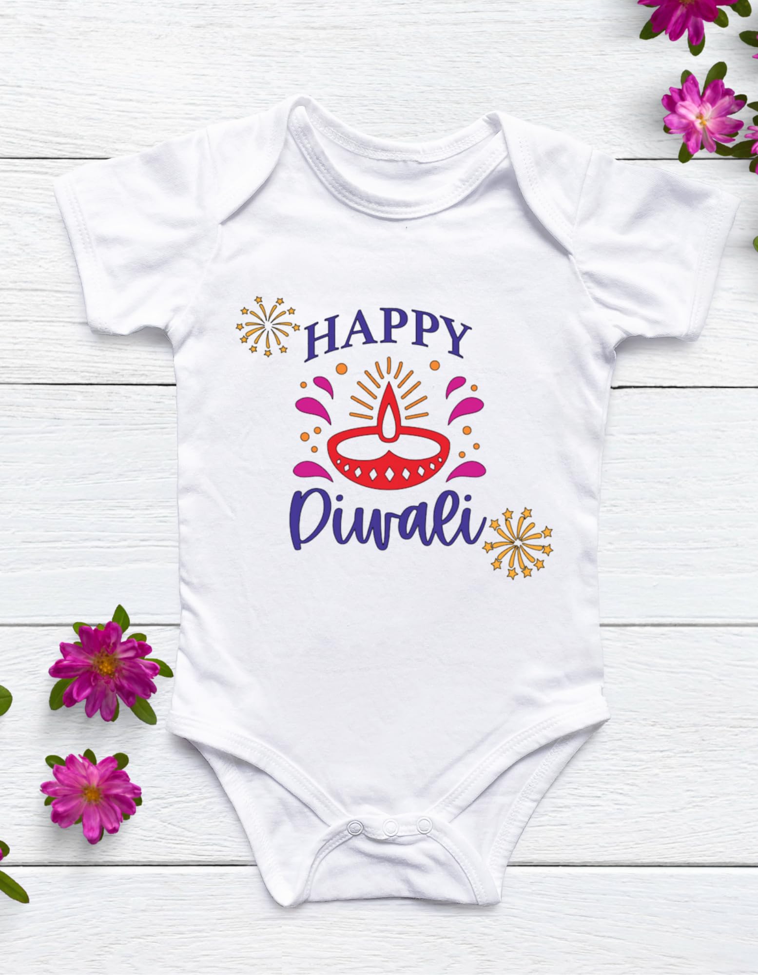 Customized Cute First Diwali Bodysuit. Customize with The Baby's Name and Year.
