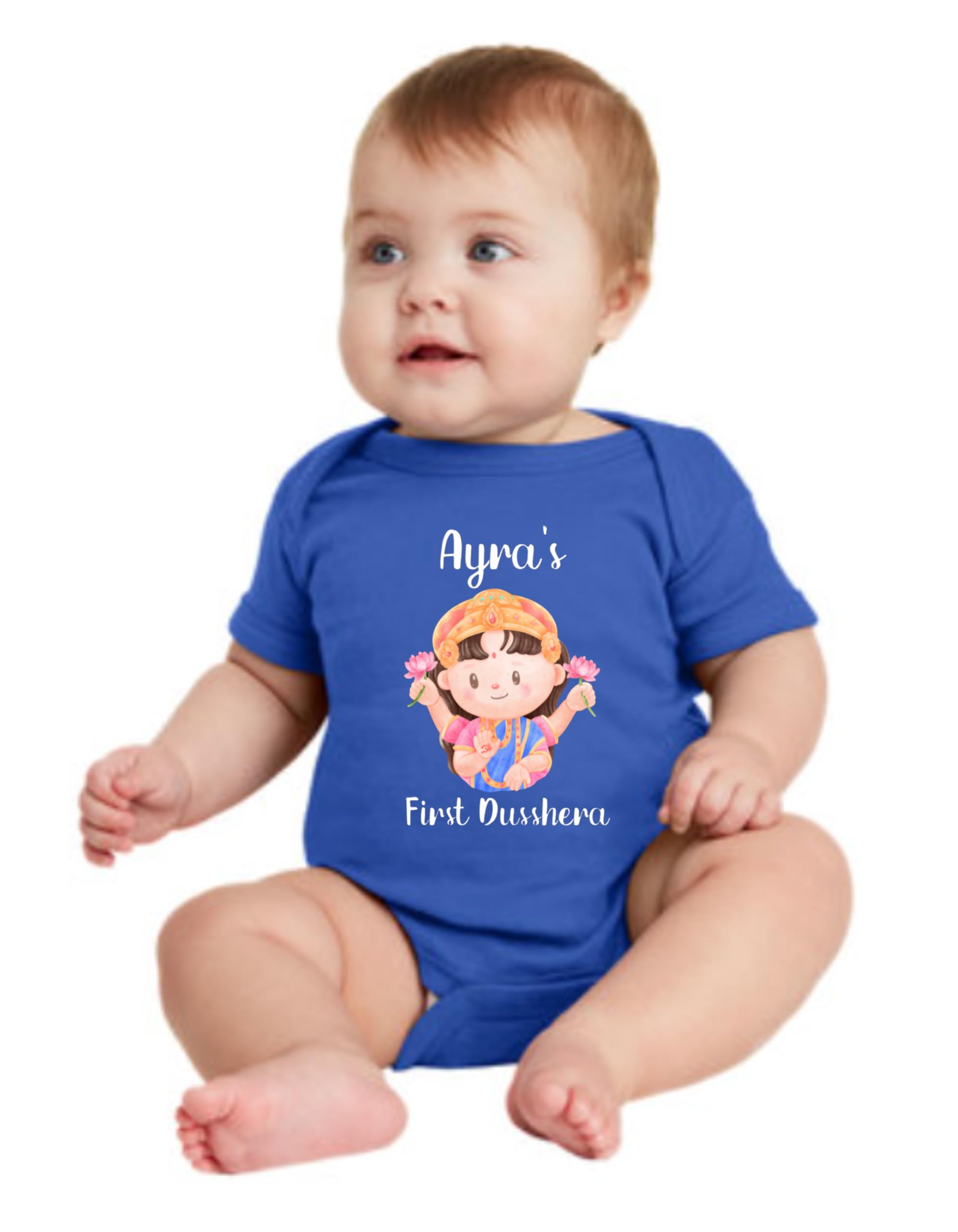 First Dussehra Baby Bodysuit – Cute Devi Illustration | INDIAN Festive Newborn Outfit | First Navratri | First Diwali