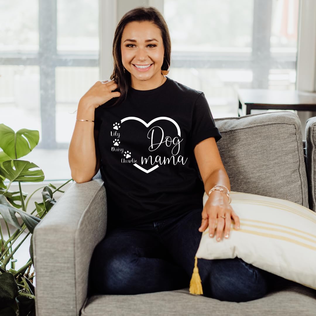 Lil Dreamers :Personalized Mother's day Gift, Customized Dog Mama T-Shirt - Custom Pet Mom Tee with Dog Name | Gift for Dog Owners, Mother's day gift