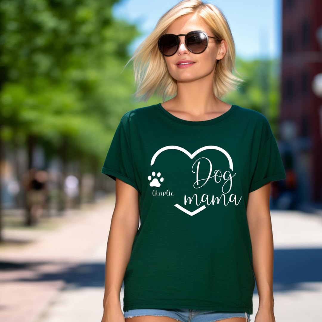 Lil Dreamers :Personalized Mother's day Gift, Customized Dog Mama T-Shirt - Custom Pet Mom Tee with Dog Name | Gift for Dog Owners, Mother's day gift