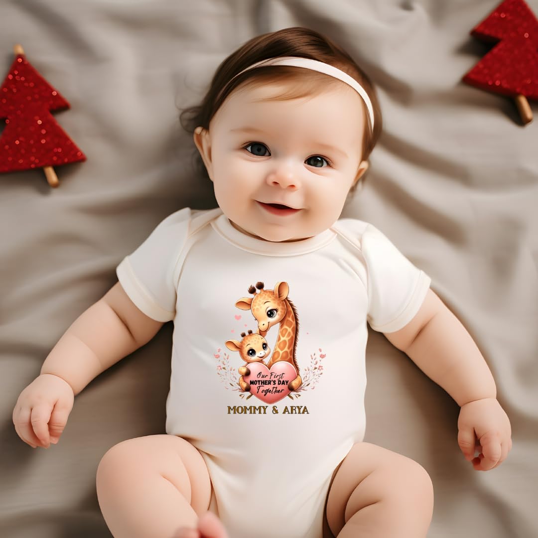 Lil Dreamers: Personalized Our First Mother's Day T-Shirt and Bodysuit - Custom Mom and Baby Name Tee - First Time Mom Gift - Celebratory Mother's Day Matching Shirt