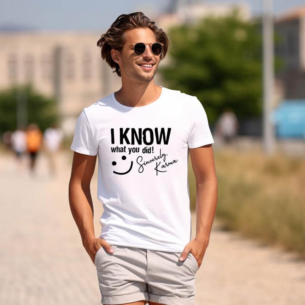 “I Know What You Did… Sincerely, Karma” Funny T-Shirt – Sarcastic Humor Tee for Women & Men – Spiritual & Witty Graphic Shirt – Great Gift Idea