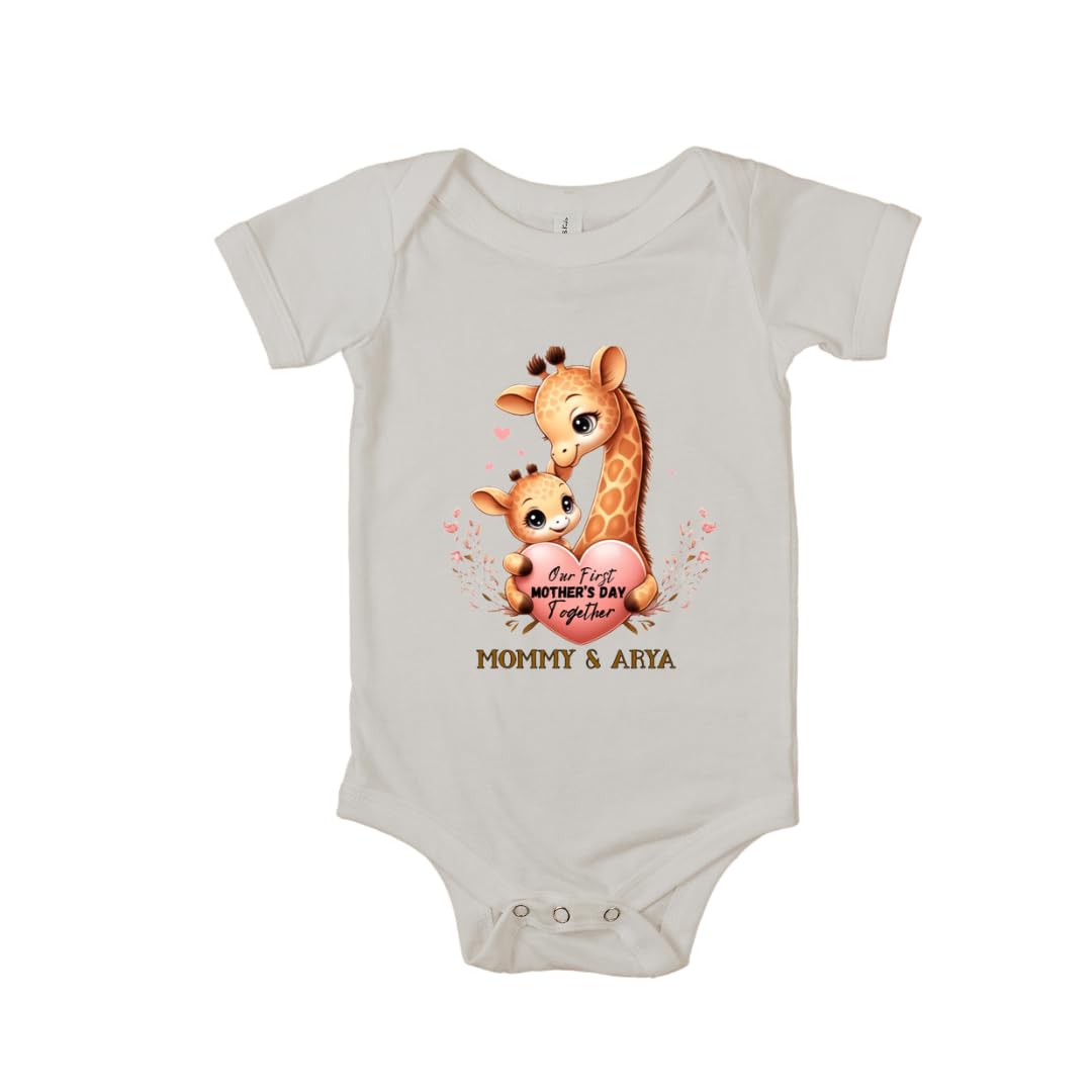 Lil Dreamers: Personalized Our First Mother's Day T-Shirt and Bodysuit - Custom Mom and Baby Name Tee - First Time Mom Gift - Celebratory Mother's Day Matching Shirt