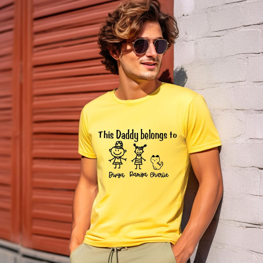 Lil Dreamers: This Daddy belongs to with cute kids doodles Custom kids Name Tee Father's day gift Personalize Dad's shirt Stick figures, Fathers day gift, Gift for him