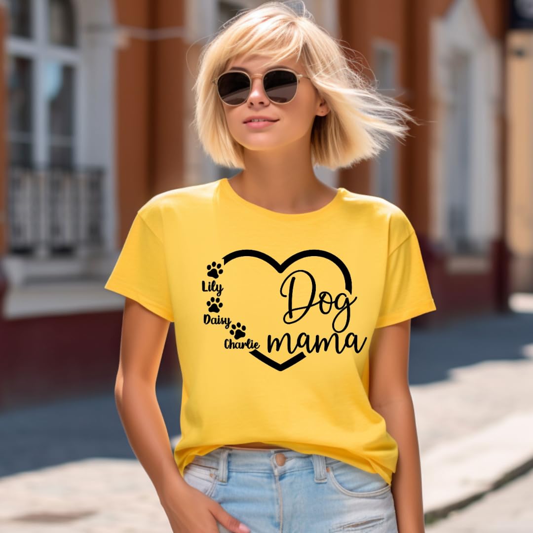 Lil Dreamers :Personalized Mother's day Gift, Customized Dog Mama T-Shirt - Custom Pet Mom Tee with Dog Name | Gift for Dog Owners, Mother's day gift