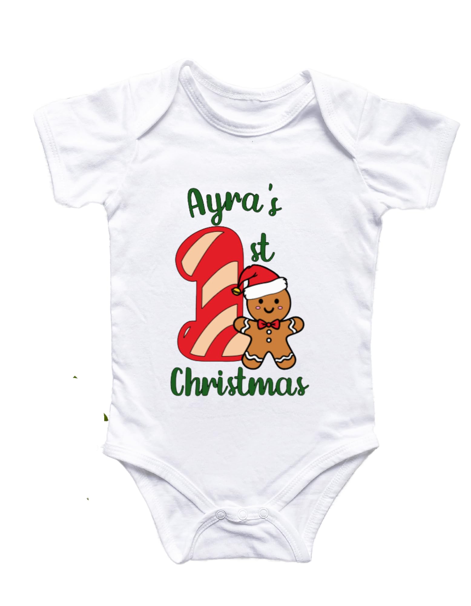 Lil Dreamers Gingerbread Joy: Customized first Christmas Onesie – Sweet Memories Begin Here!