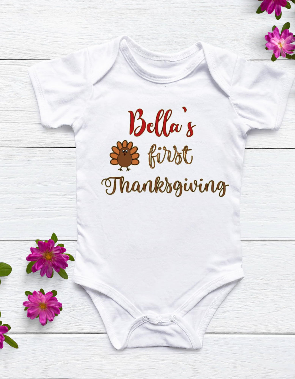 Cute Turkey Cutie: Personalized First Thanksgiving Onesie for Your Little Gobbler!