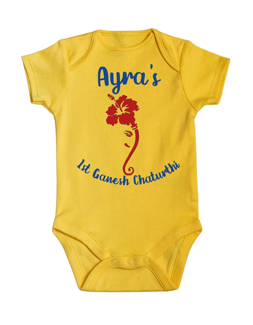 Lil Dreamers: Bal Ganesha - Ganesha Chaturthi| First Ganesh Chaturthi bodysuit, First Ganpati, Indian festival bodysuit, Cute Ganesha in his favorite flower form