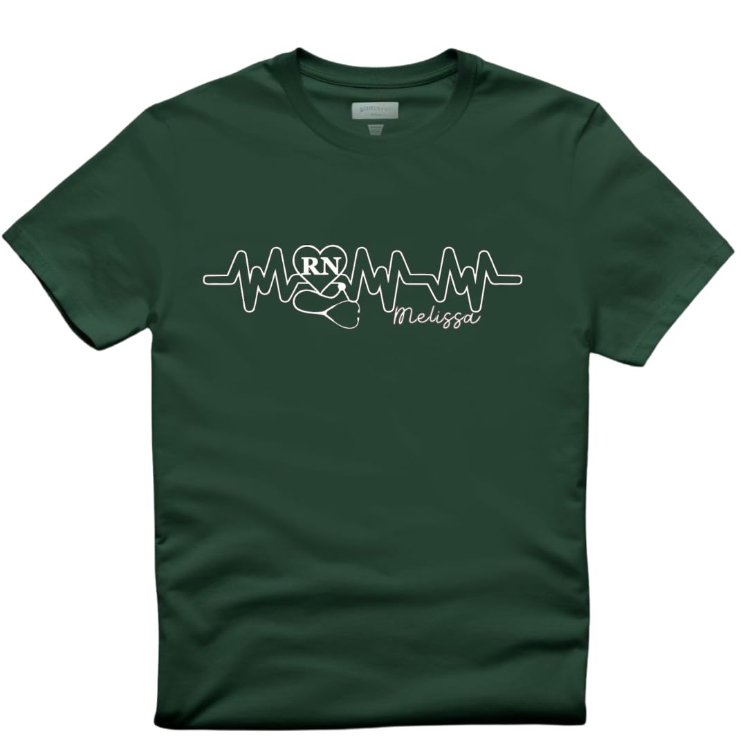 Lil Dreamers : Custom Registered Nurse Heartbeat Tee - Personalized with Name, gift for Nurse, Nurse graduation gift, Nurse life, Nurse week