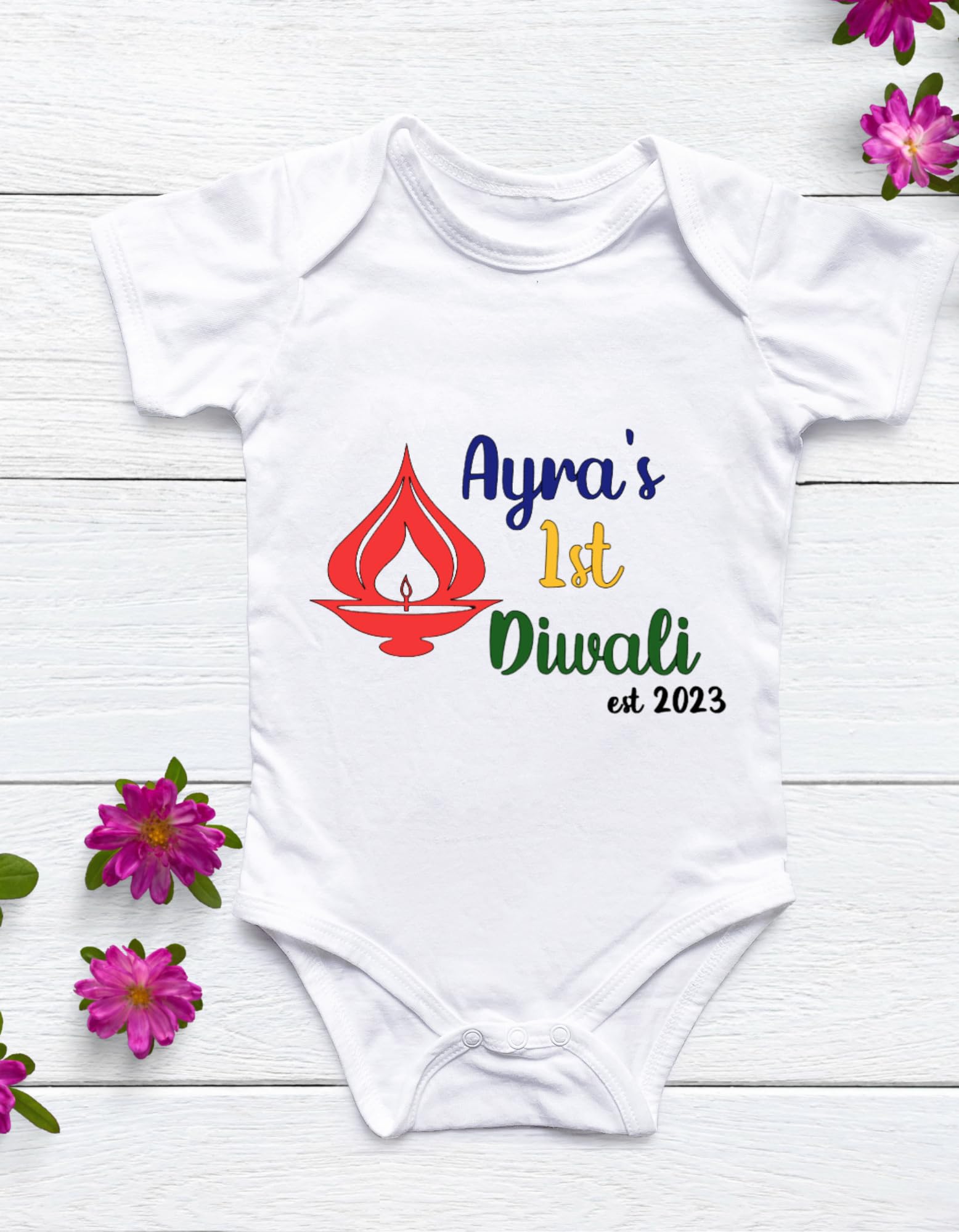 Illuminate Baby's First Diwali with Our 'Little Diya' Customized Onesie – A Radiant Celebration of New Beginnings!