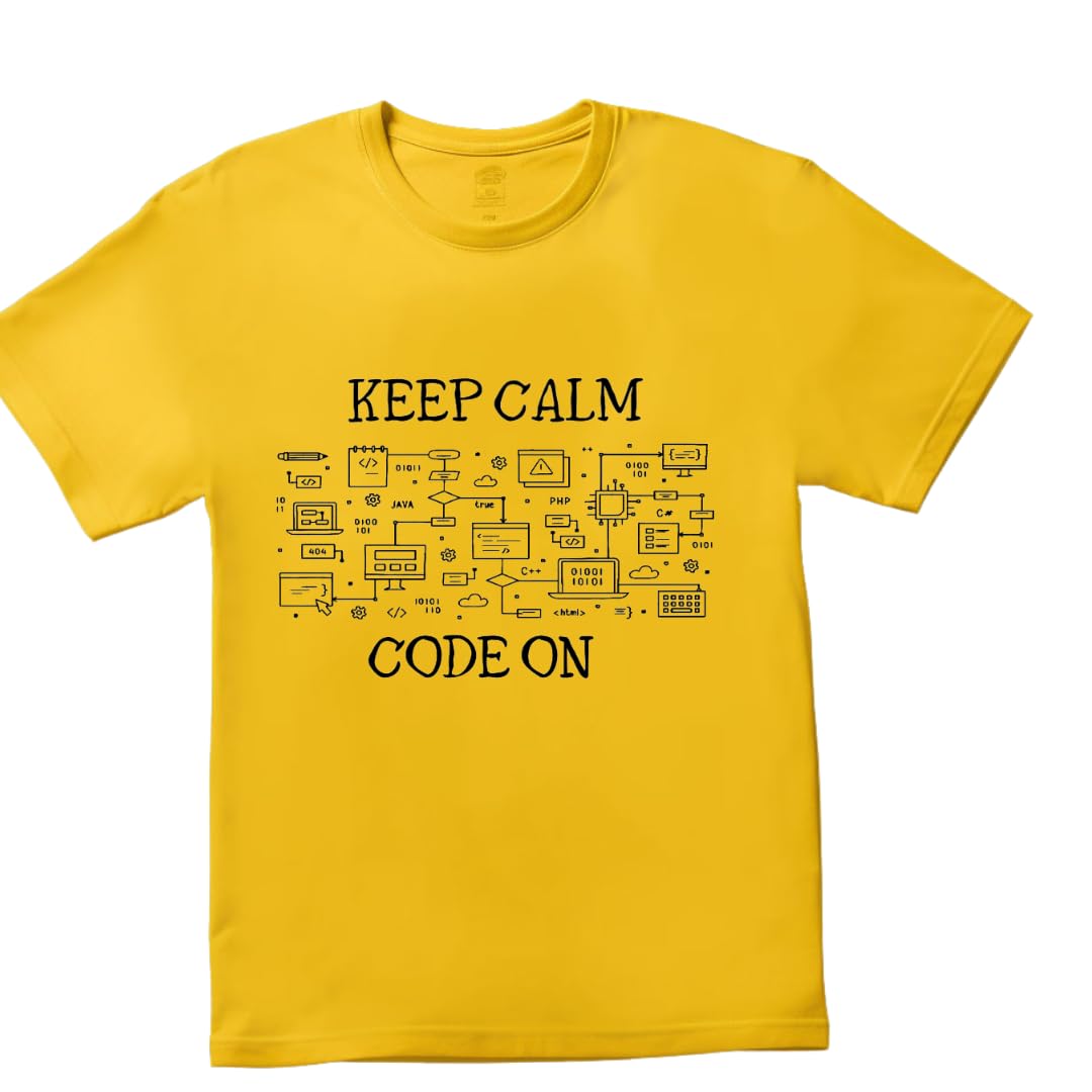 Lil Dreamers : Unisex 'Keep Calm Code On' T-Shirt | Comfortable Cotton Coding & UI Design Tee for Programmers and Developers | Perfect Gift for Tech Enthusiasts
