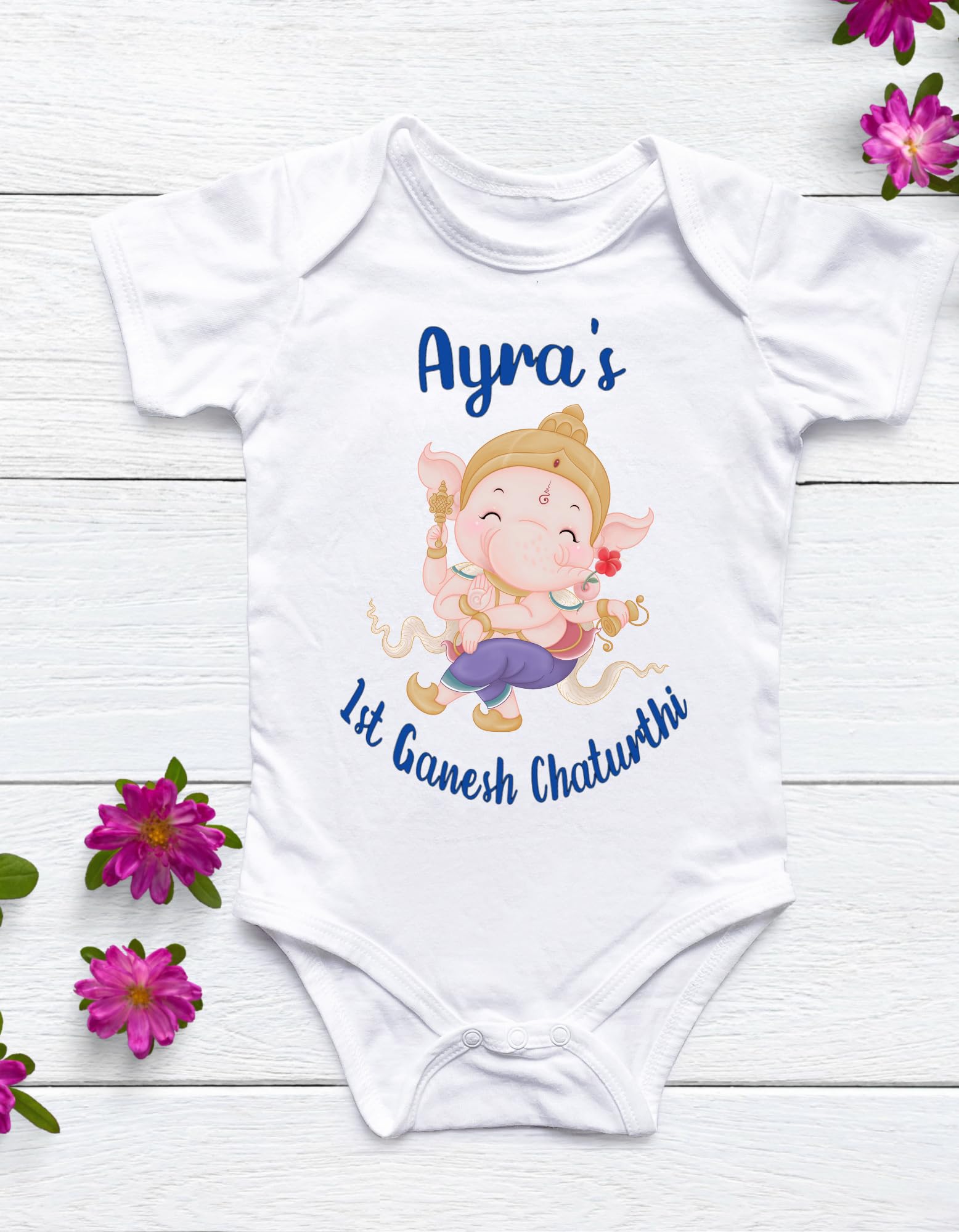 Lil Dreamers: Bal Ganesha - Ganesha Chaturthi| First Ganesh Chaturthi bodysuit, First Ganpati, Indian festival bodysuit, Cute Ganesg Dancing