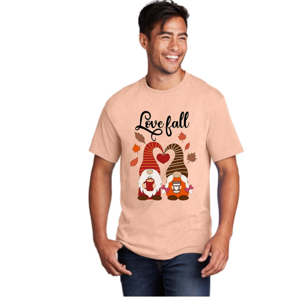 Lil Dreamers:Love Fall T-Shirt – Cute Gnome Coffee Lovers Autumn Graphic Tee | Unisex Fall Fashion Shirt for Coffee & Gnome Fans | Cozy Fall Vibes | Cotton tshirt