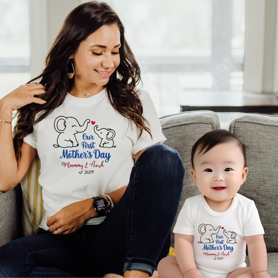 Lil Dreamers: Our First Mother's Day T-Shirt - Custom Mom and Baby Name Tee - First Time Mom Gift - Celebratory Mother's Day Matching Shirt