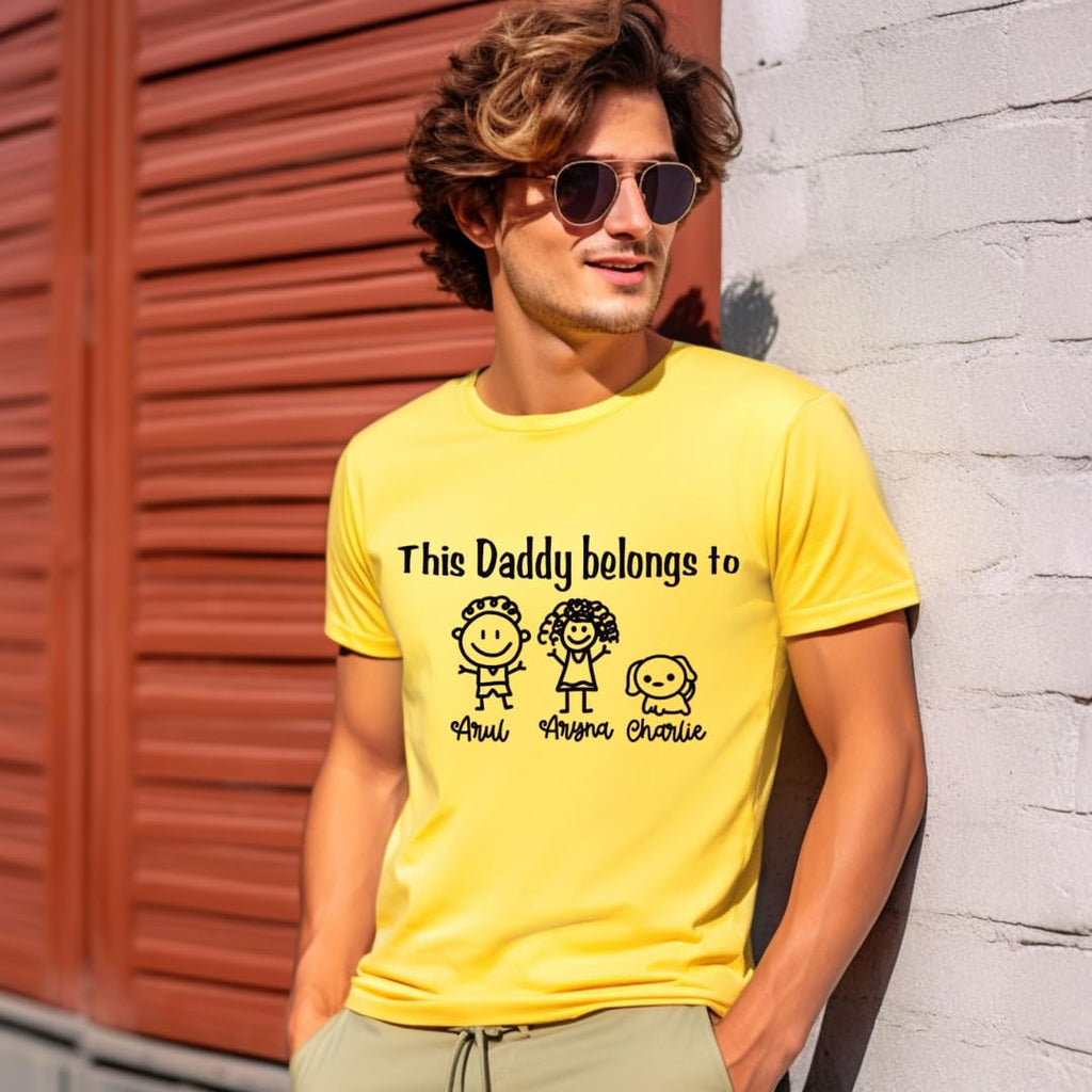 Lil Dreamers: This Daddy belongs to with cute kids doodles Custom kids Name Tee Father's day gift Personalize Dad's shirt Stick figures, Fathers day gift, Gift for him
