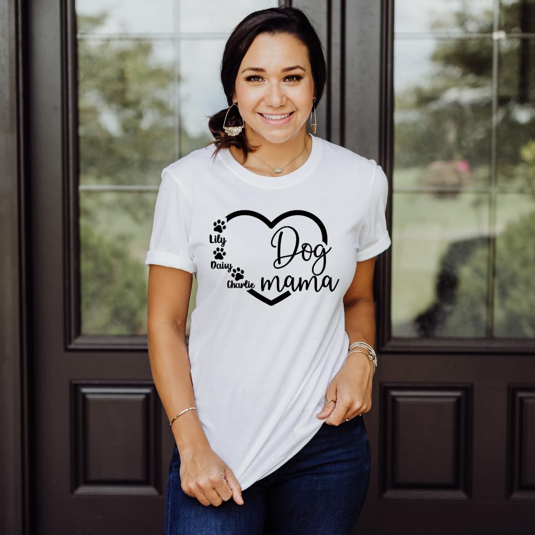Lil Dreamers :Personalized Mother's day Gift, Customized Dog Mama T-Shirt - Custom Pet Mom Tee with Dog Name | Gift for Dog Owners, Mother's day gift