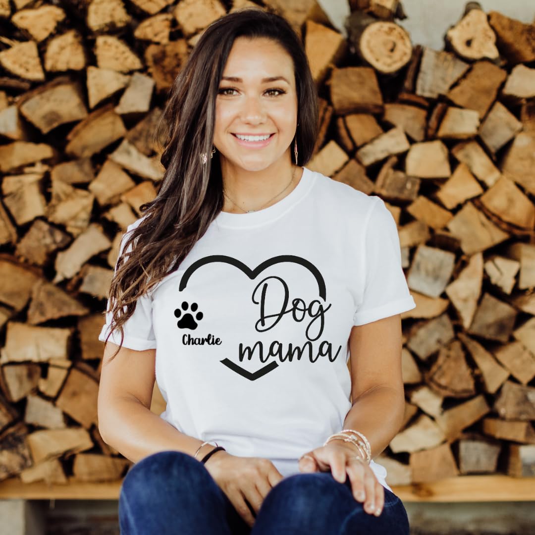 Lil Dreamers :Personalized Mother's day Gift, Customized Dog Mama T-Shirt - Custom Pet Mom Tee with Dog Name | Gift for Dog Owners, Mother's day gift