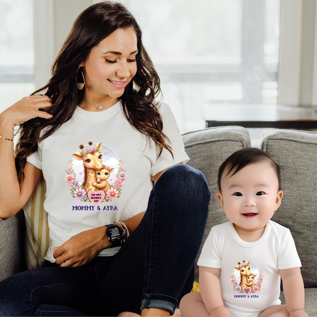Lil Dreamers: Personalized Our First Mother's Day matching T-Shirt and bodysuit - Custom Mom and Baby Name Tee - First Time Mom Gift - Celebratory Mother's Day Matching Shirt