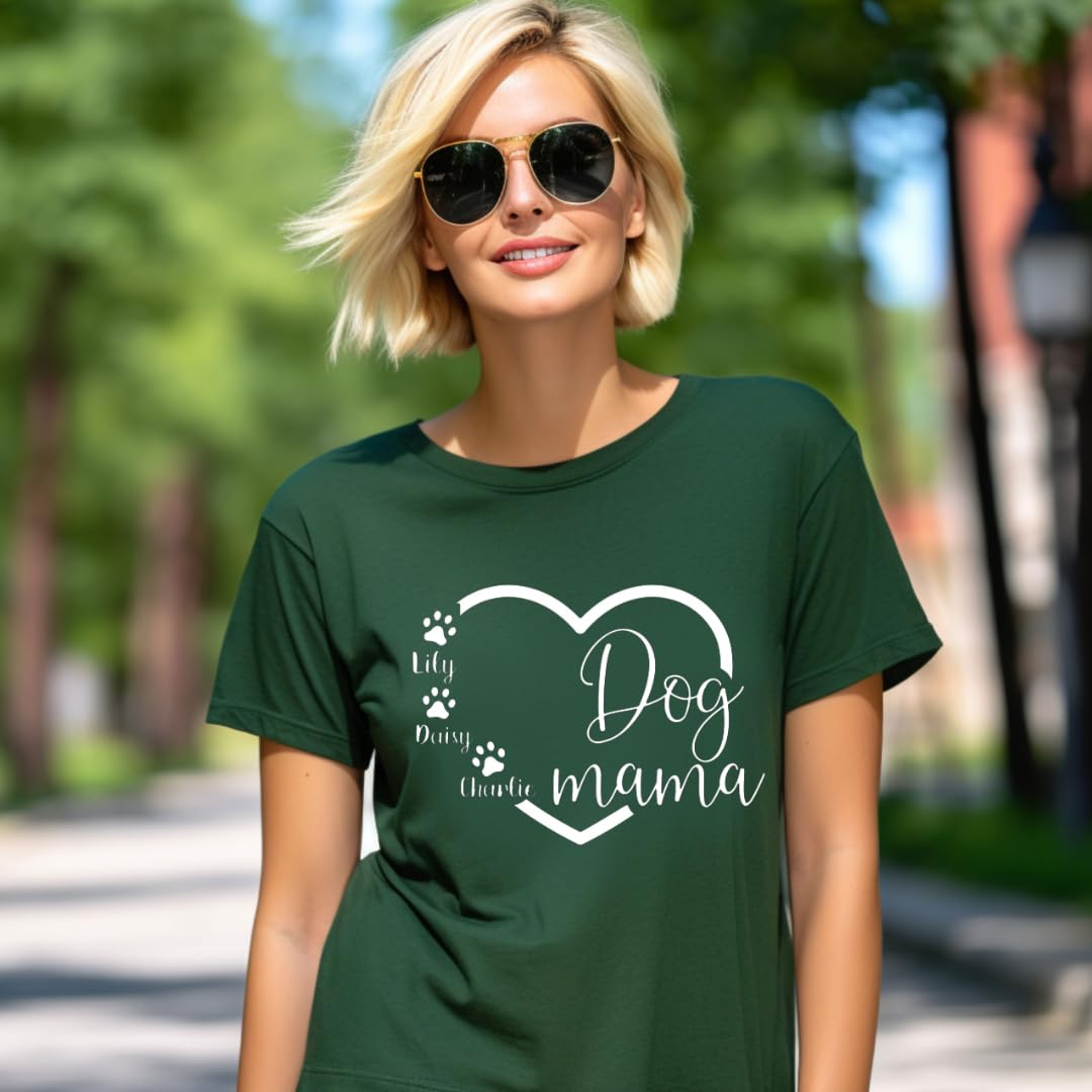 Lil Dreamers :Personalized Mother's day Gift, Customized Dog Mama T-Shirt - Custom Pet Mom Tee with Dog Name | Gift for Dog Owners, Mother's day gift