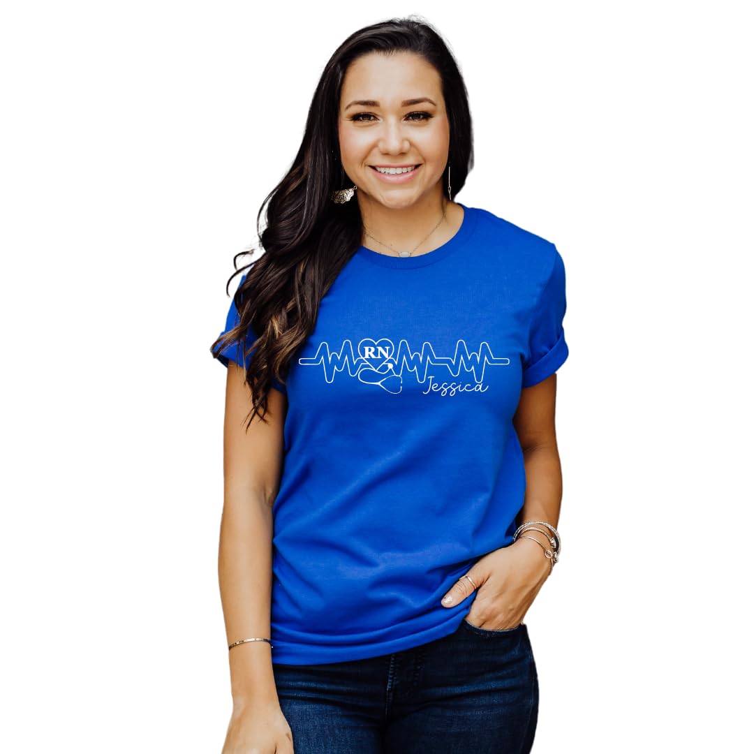 Lil Dreamers : Custom Registered Nurse Heartbeat Tee - Personalized with Name, gift for Nurse, Nurse graduation gift, Nurse life, Nurse week