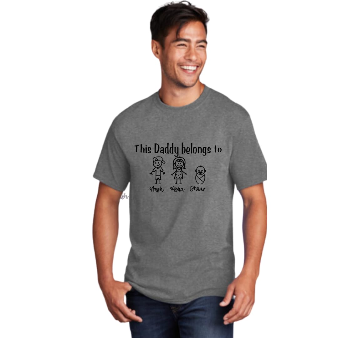 Lil Dreamers: This Daddy belongs to with cute kids doodles Custom kids Name Tee Father's day gift Personalize Dad's shirt Stick figures, Fathers day gift, Gift for him
