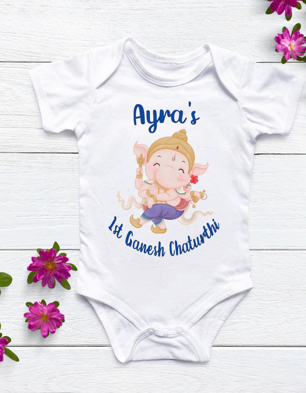 Lil Dreamers: Bal Ganesha - Ganesha Chaturthi| First Ganesh Chaturthi bodysuit, First Ganpati, Indian festival bodysuit, Cute Ganesg Dancing