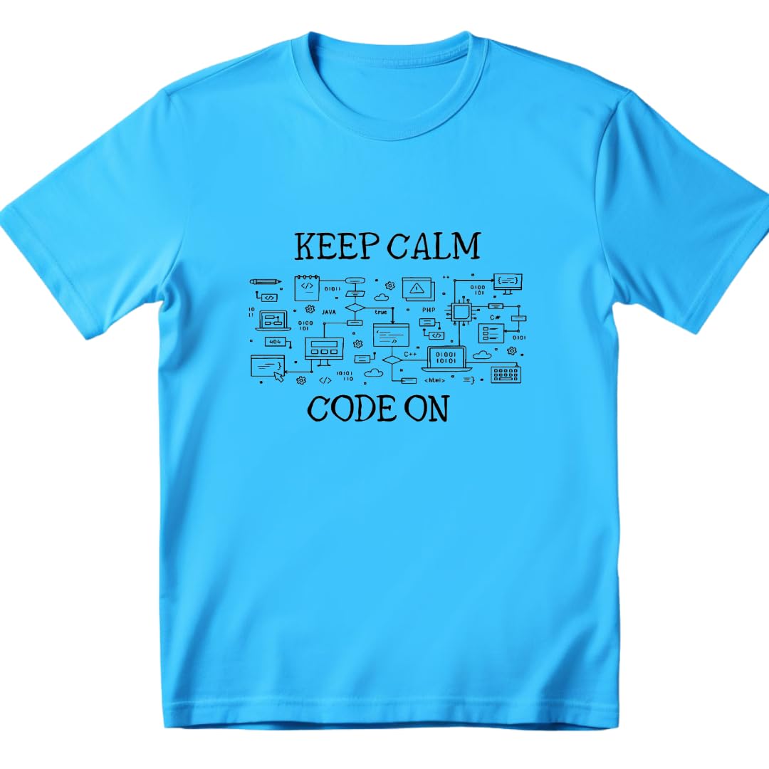 Lil Dreamers : Unisex 'Keep Calm Code On' T-Shirt | Comfortable Cotton Coding & UI Design Tee for Programmers and Developers | Perfect Gift for Tech Enthusiasts