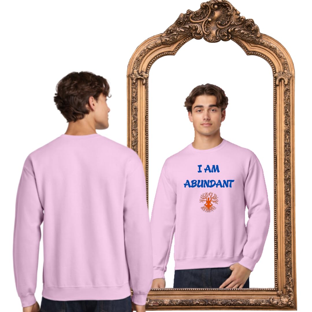 Lil Dreamers: Mirror Reflection 'I AM ABUNDANT' Sweatshirt with Tree of Life Design - Affirmation Tee for Mindfulness, Manifestation & Positivity