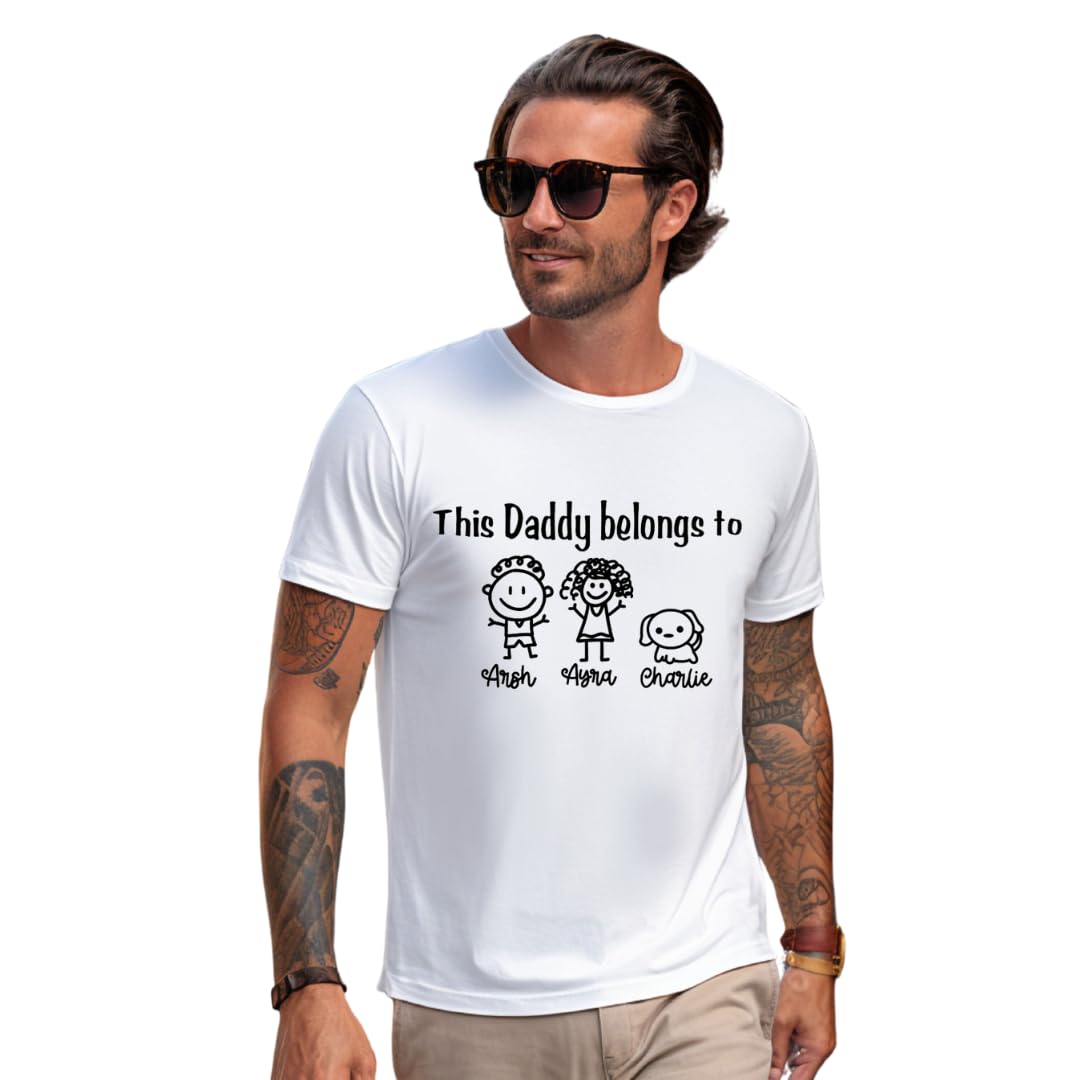 Lil Dreamers: This Daddy belongs to with cute kids doodles Custom kids Name Tee Father's day gift Personalize Dad's shirt Stick figures, Fathers day gift, Gift for him