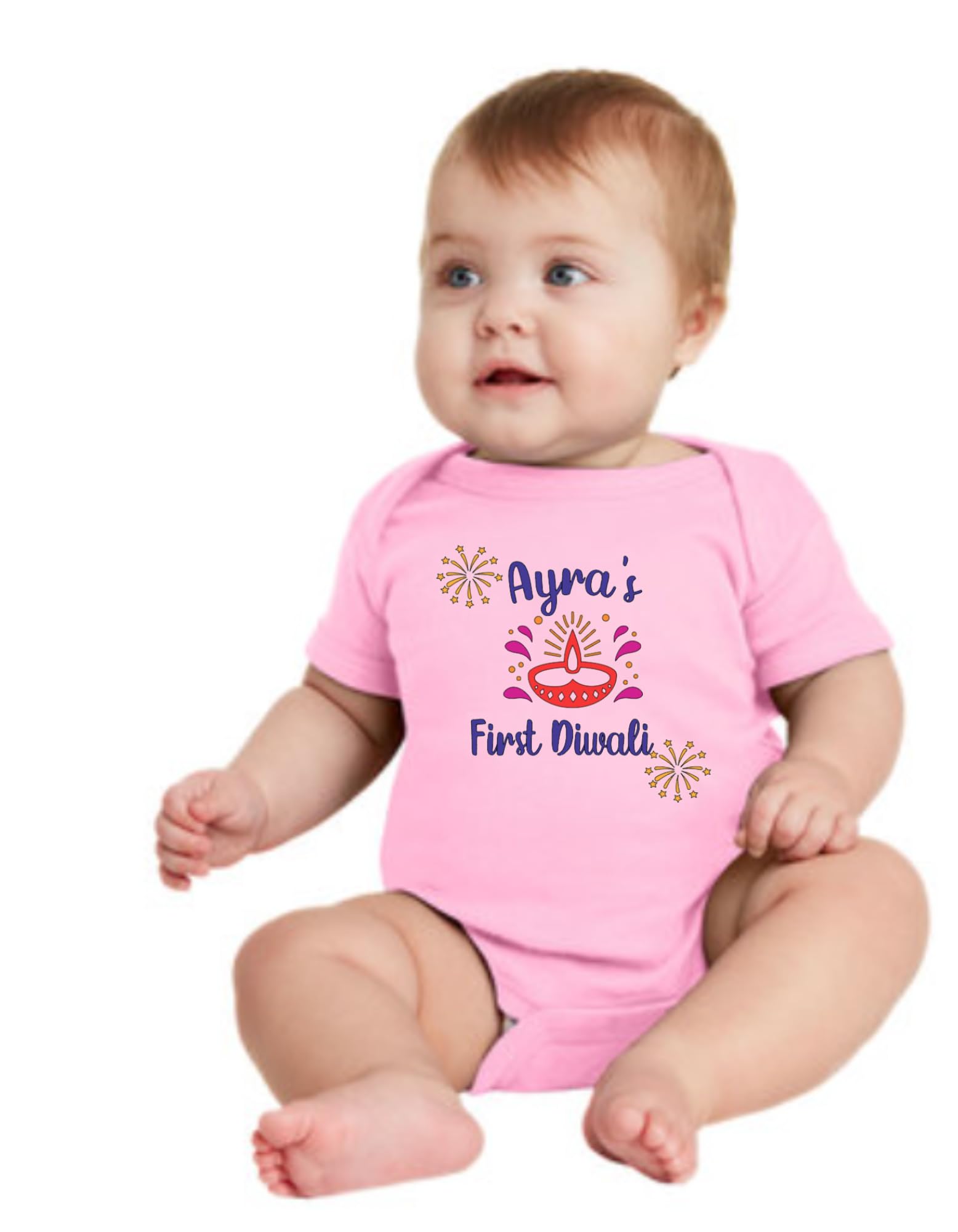 Customized Cute First Diwali Bodysuit. Customize with The Baby's Name and Year.