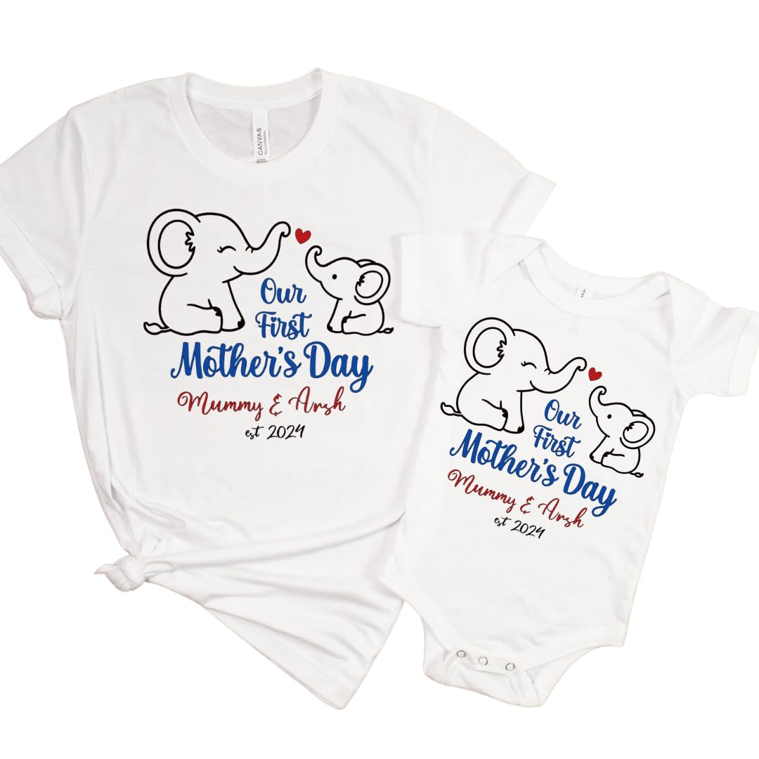 Lil Dreamers: Our First Mother's Day T-Shirt - Custom Mom and Baby Name Tee - First Time Mom Gift - Celebratory Mother's Day Matching Shirt