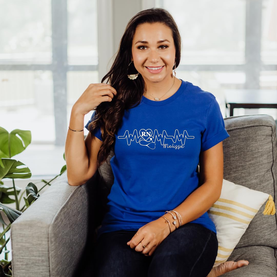 Lil Dreamers : Custom Registered Nurse Heartbeat Tee - Personalized with Name, gift for Nurse, Nurse graduation gift, Nurse life, Nurse week